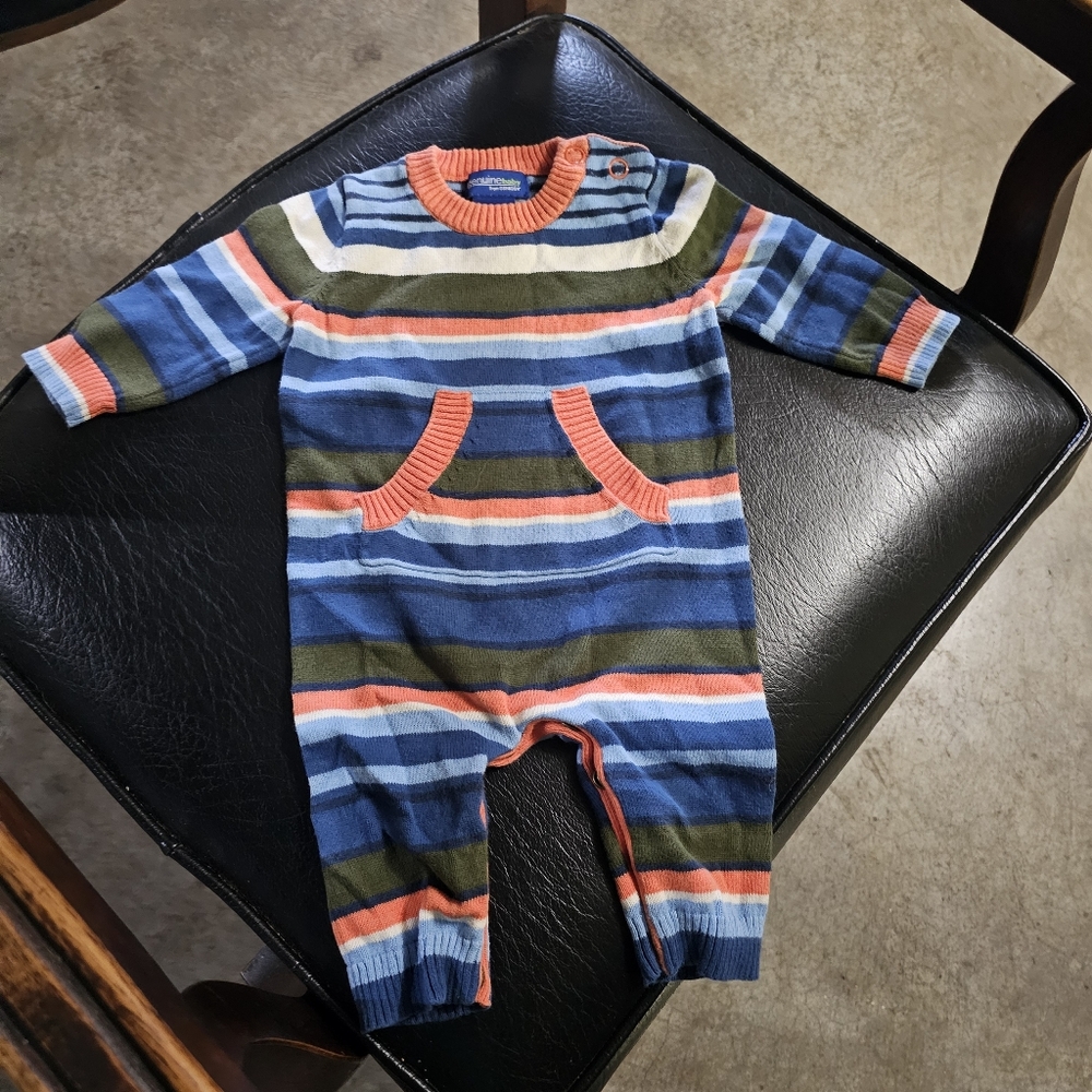 Osh Kosh Genuine Baby Striped Knit Romper 1pc Fall Holiday Colors 3M